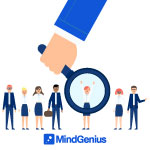 magnifying glass with seven business partners
