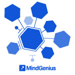 blue mind map with mindgenius logo underneath