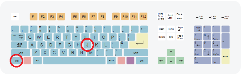 keyboard shortcuts control and J key