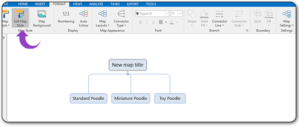 standard mind map image with no background showing how to edit the map style