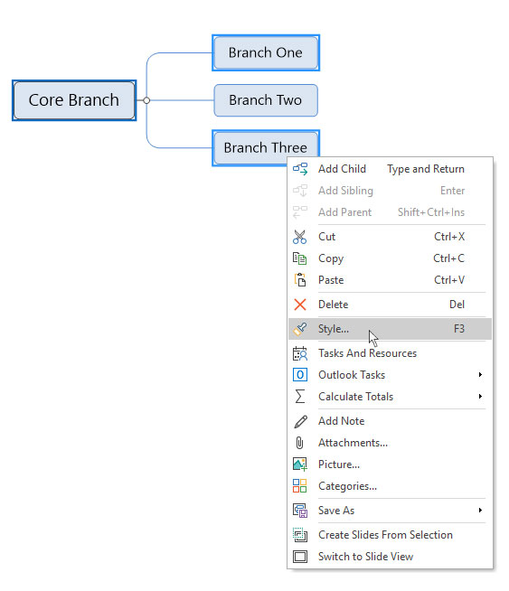 changing the branch properties