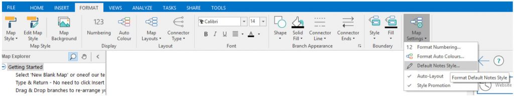 customising the default notes