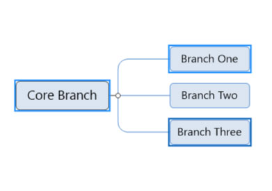 core branch mind map with branches 1 and 3 selected