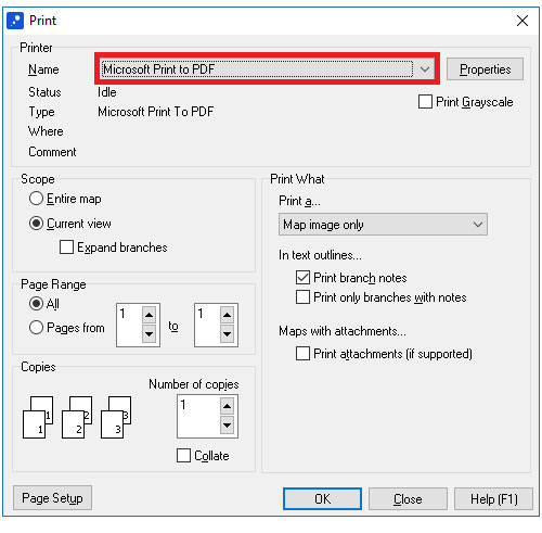 Exporting within the Gantt chart