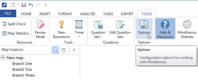 options for configuration in mindgenius