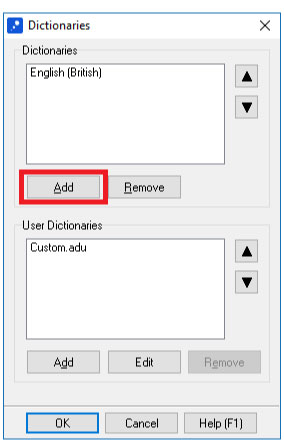 using spell check and adding dictionaries