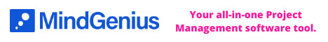 mindgenius logo with strapline in pink