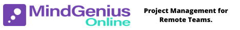 mindgenius online logo with strapline in black