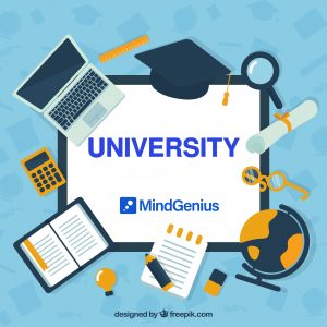 university items with mindgenius logo in centre