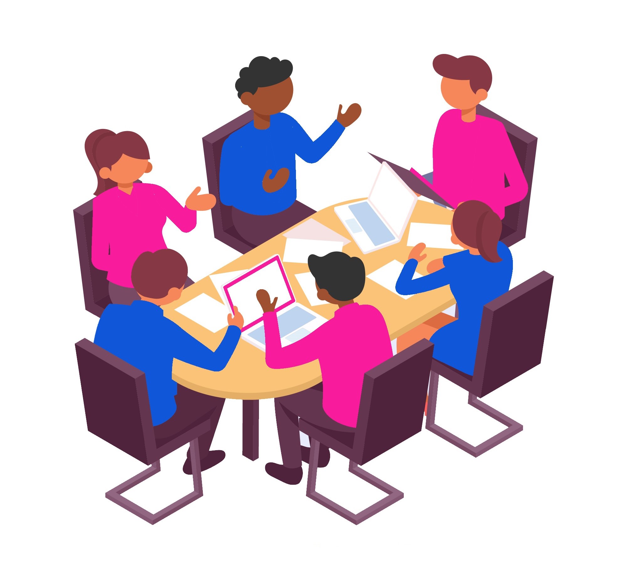 6 people having a meeting