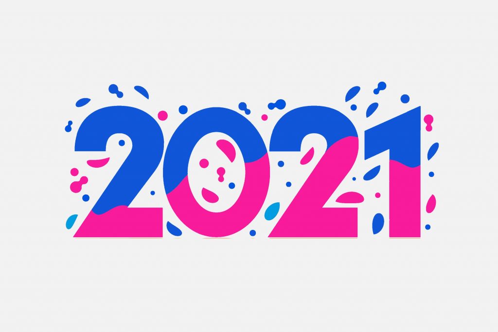 2021 in blue and pink writing