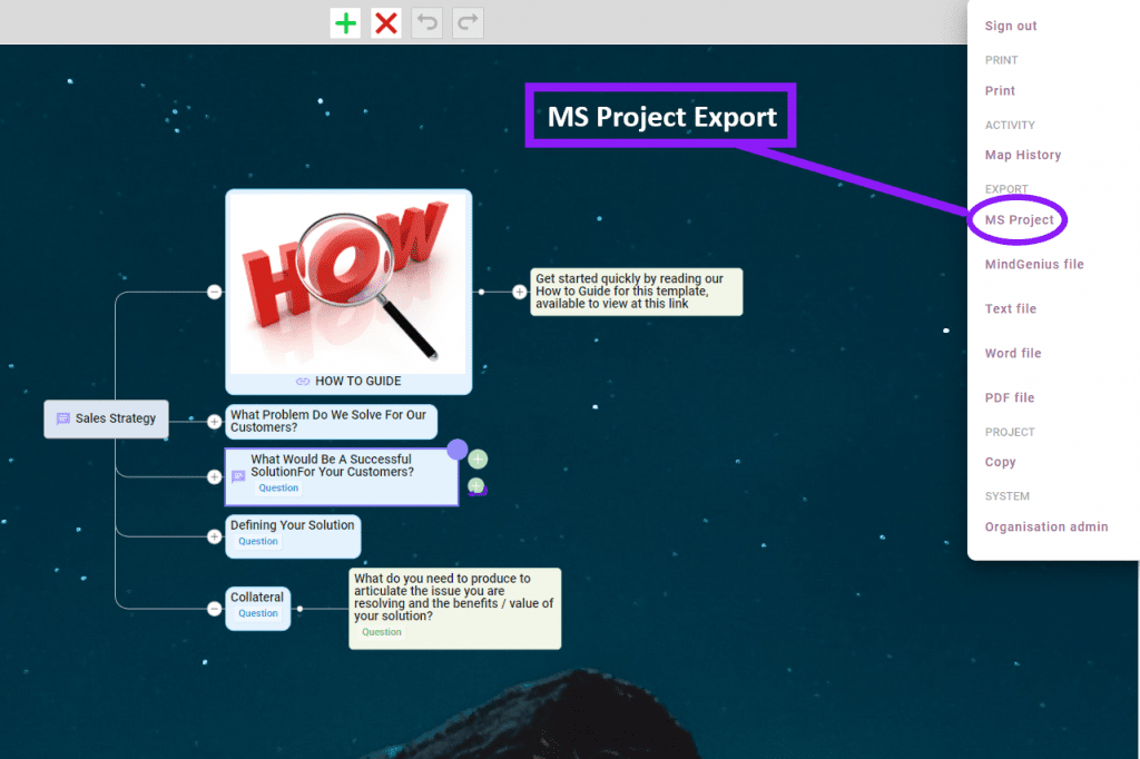 Export a MindGenius Online Project to Microsoft Project